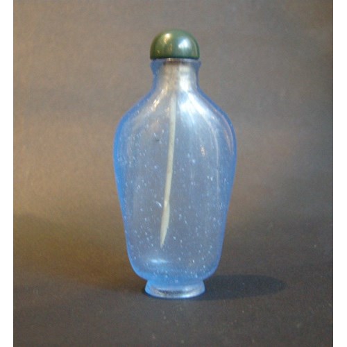 Nice snuff bottle glass light blue transparent